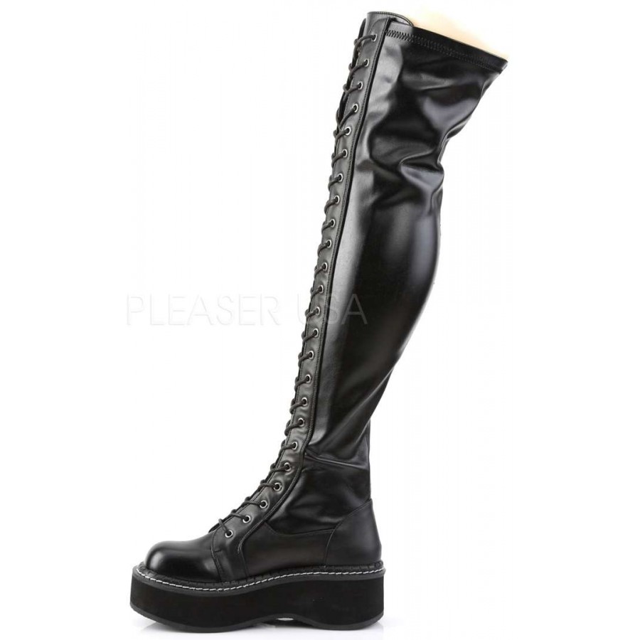thigh high black platform boots