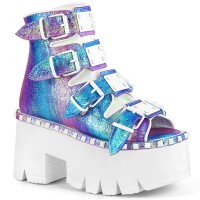 Ashes Womens Purple Iridescent Platform Sandal