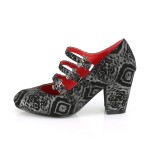 Bat Buckled Vivika Triple Strap Patterned Mary Janes