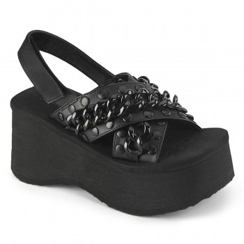 Chained Black Faux Leather Gothic Sandal