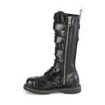 Riot 18 Eyelet Steel Toe Leather Mens Black Combat Boots