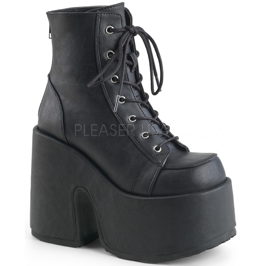Faux leather platform ankle boots