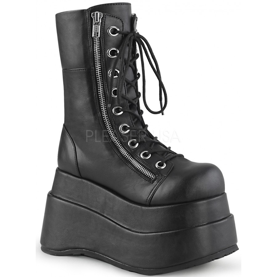 Bear Black Matte Womens Platform Boot Combat Wedge Heel Gothic Boots