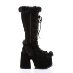 Black Faux Fur Camel-311 Platform Knee Boot