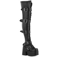 Black Chunky Platform Thigh High Boots