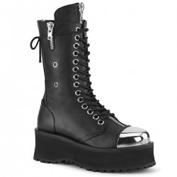 Gravedigger Mens Platform Black Combat Boots