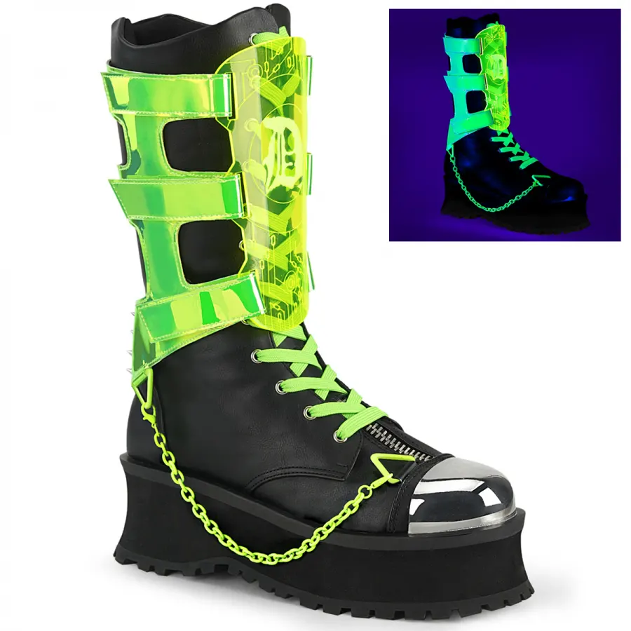 Gravedigger Mens Cyber Goth Boots Demonia Metal Toe Cap