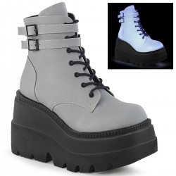 Shaker Reflective Grey Wedge Heel Ankle Boots