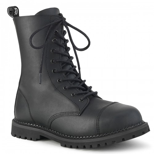 Riot 10-Eyelet Mens Vegan Leather Ankle Boots with Steel Toe