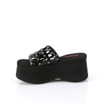 Spider Studded Black Patent Platform Mule