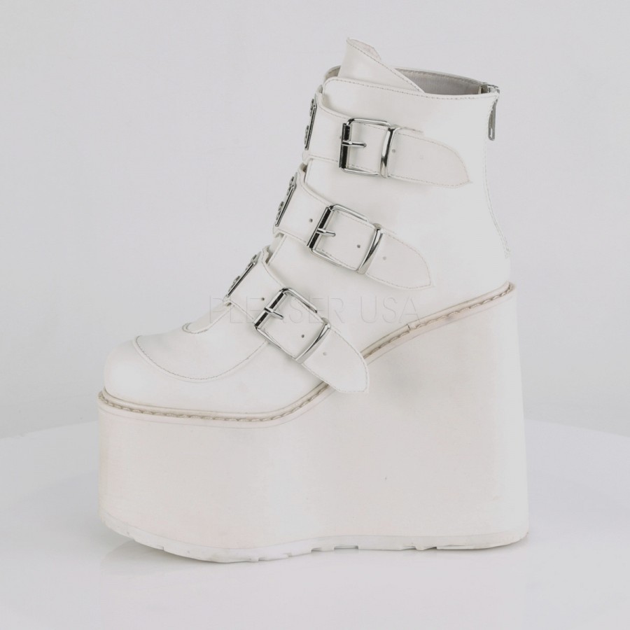 White Swing 105 Platform Wedge Ankle Boot