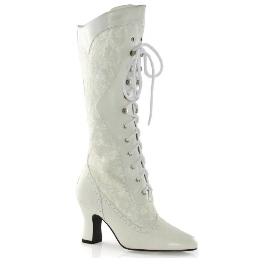 Rebecca Victorian White Lace Boot with 