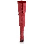 Legend Red Lace up Back Leather Thigh High Boots