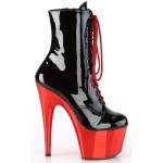 Red Chrome Platform Adore Black Granny Ankle Boots