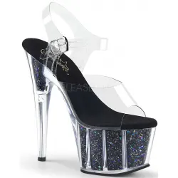 Black Confetti Filled Clear Platform Adore Sandals