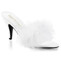 Amour White Maribou Trimmed Slipper