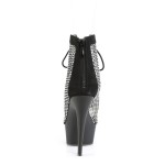 Delight Rhinestone Net Black Platform Ankle Boots