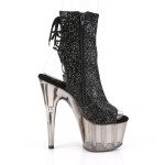 Black Glitter Smoke Platform Ankle Boots