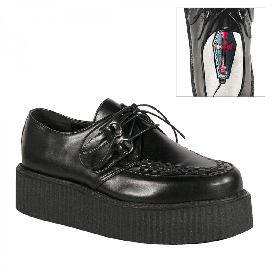Black Faux Leather Mens Platform Shoes Creeper Loafer