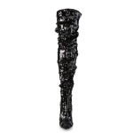 Courtly Black Sequin Thigh High Slouch Boot