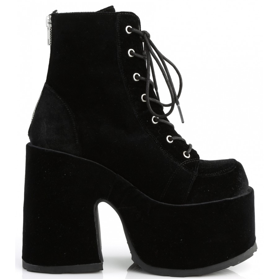 black velvet platform boots