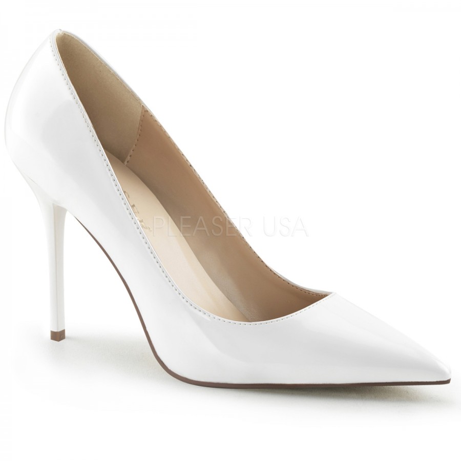 white pointed high heels