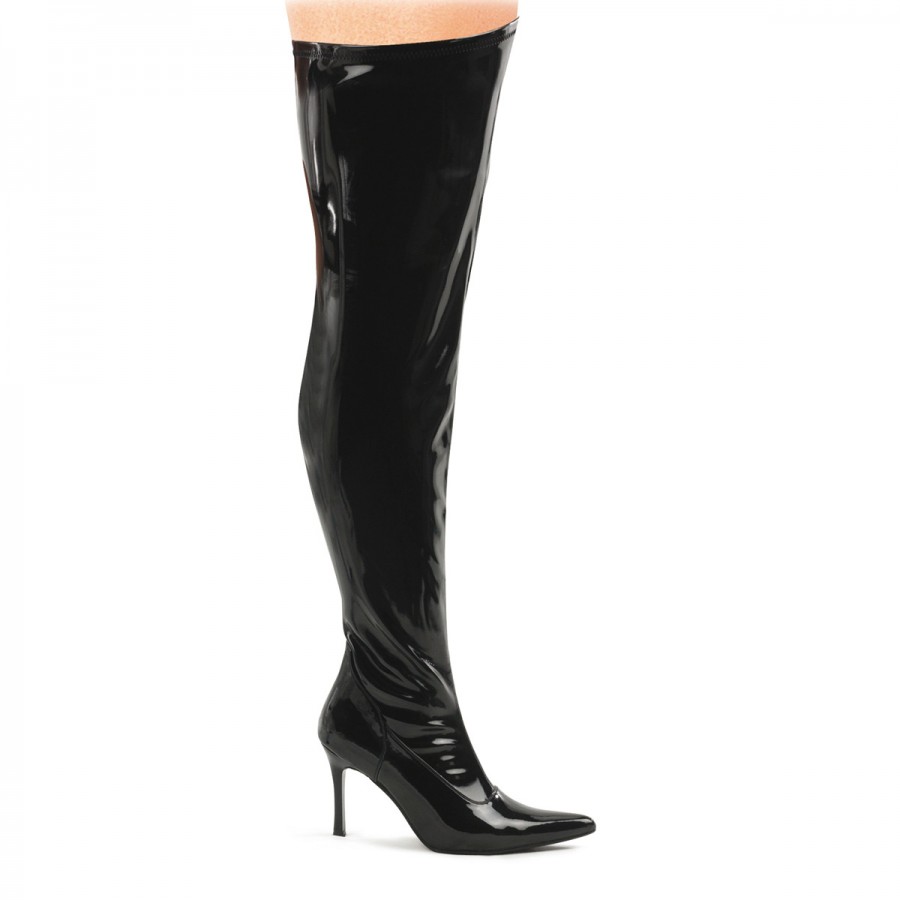 black thigh high wide calf boots