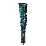 Courtly Green Sequin Thigh High Slouch Boot