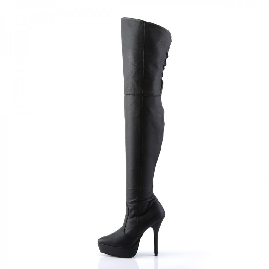 Indulge Platform Leather Thigh High Boot - Genuine Leather Over the ...
