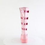 Buckled Heart Shield Pink Gothic Wedge Knee Boots