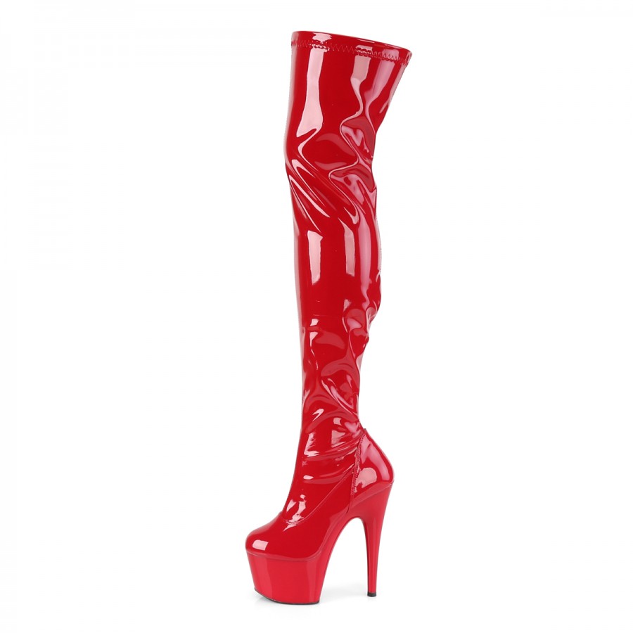 Adore Platform Thigh High Boot 6.5 Inch Heel | Red Thigh High Boots