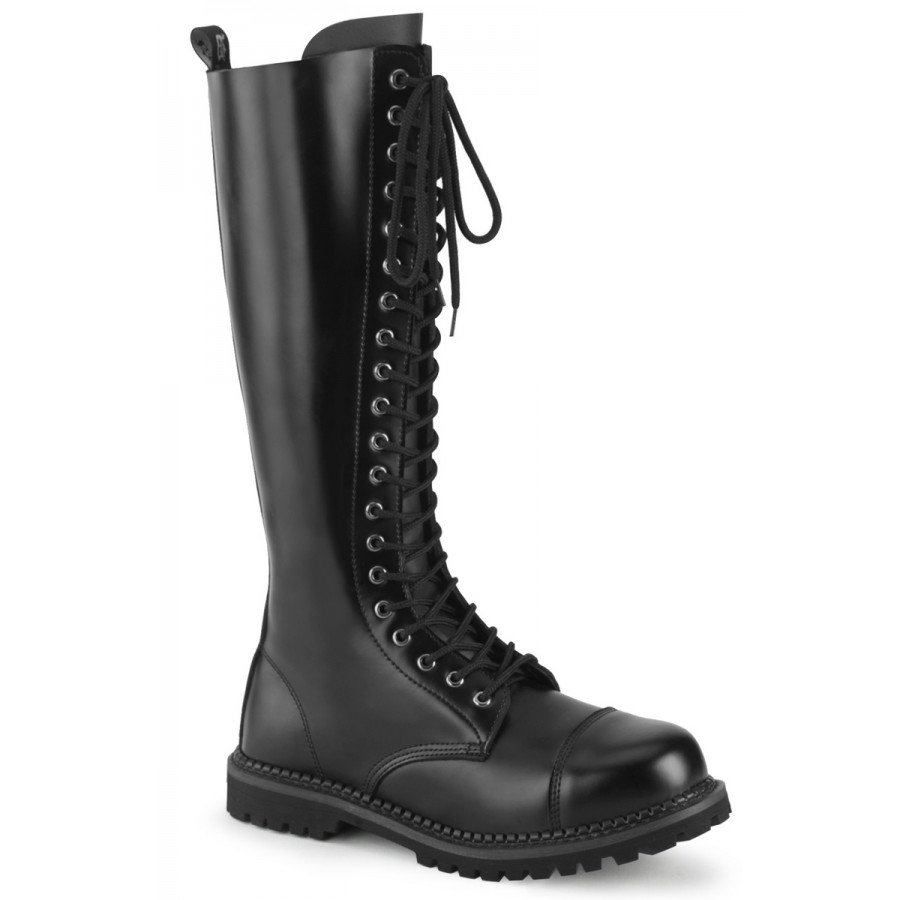 mens black combat boots leather