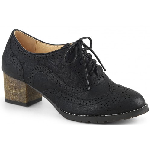 Russell Womens Wingtip Oxford in Black Brogue Detailing