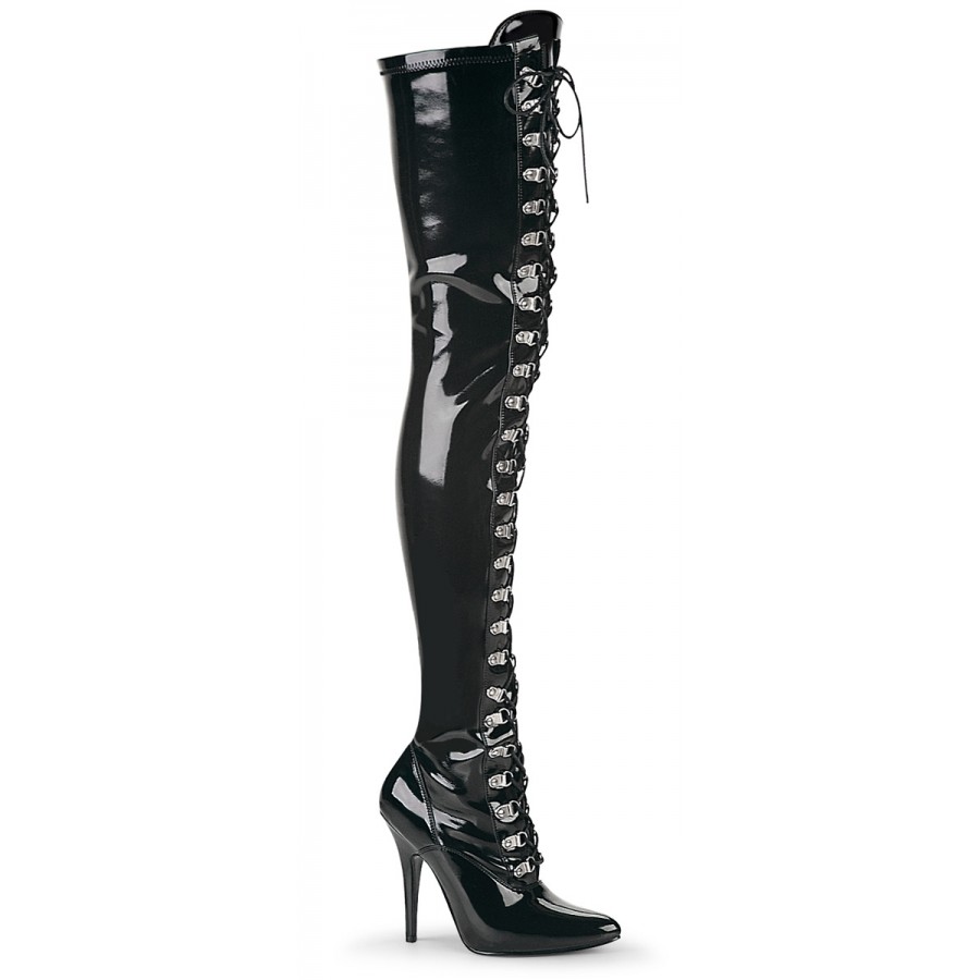 ladies patent lace up boots