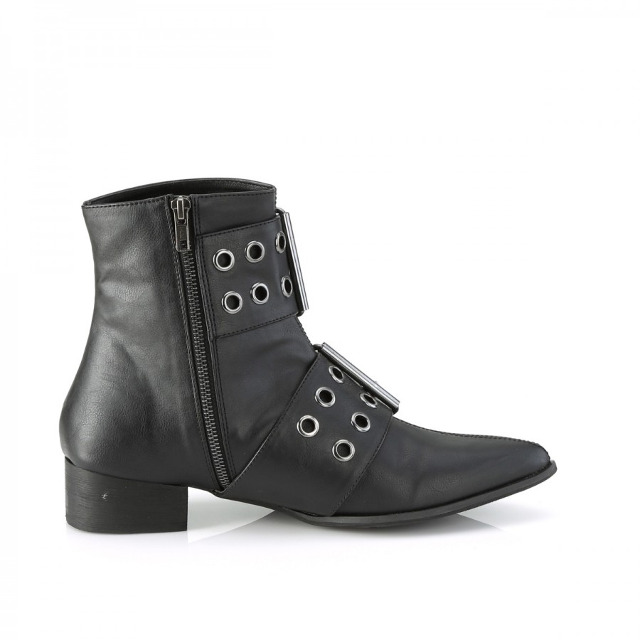 Warlock-55 en's Winklepicker Faux Leather Ankle Boot | Double Grommet ...